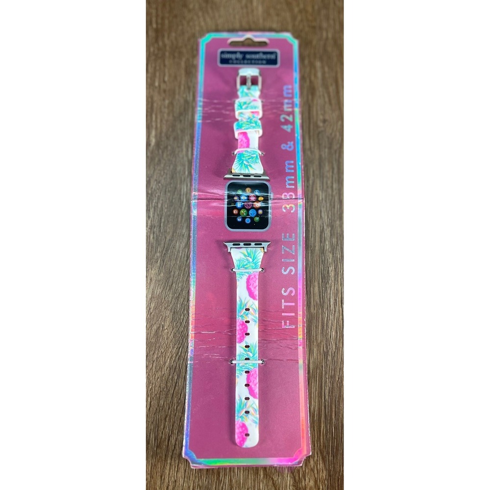 Simply Southern Apple Watch Band 38mm 40mm Pink Teal Pineapple Silicone Strap
